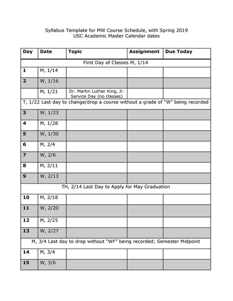 Blank Syllabus Template | HQ Template Documents